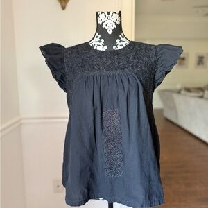 J.MARIE Black Flutter Sleeve Blouse